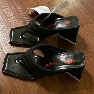 The Attico Black Satin Devon Thong Heeled Sandals NWT